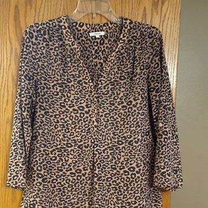 Sheer apricot and grey leopard blouse